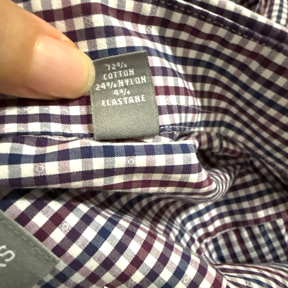 Michael Kors Slim Fit Travel Stretch Dress Shirt Cotton-Nylon Wine Blue Size XL - Picture 8 of 8